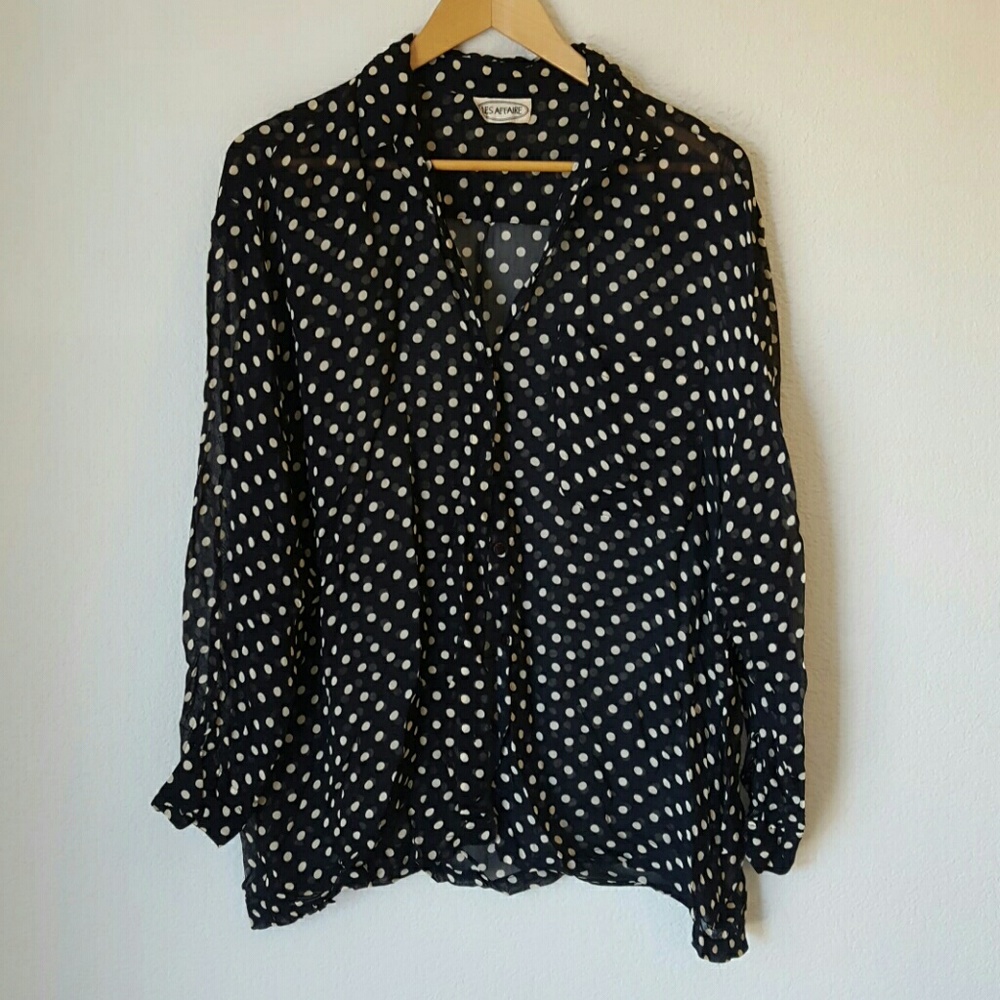 Flawless vintage sheer polka dot top